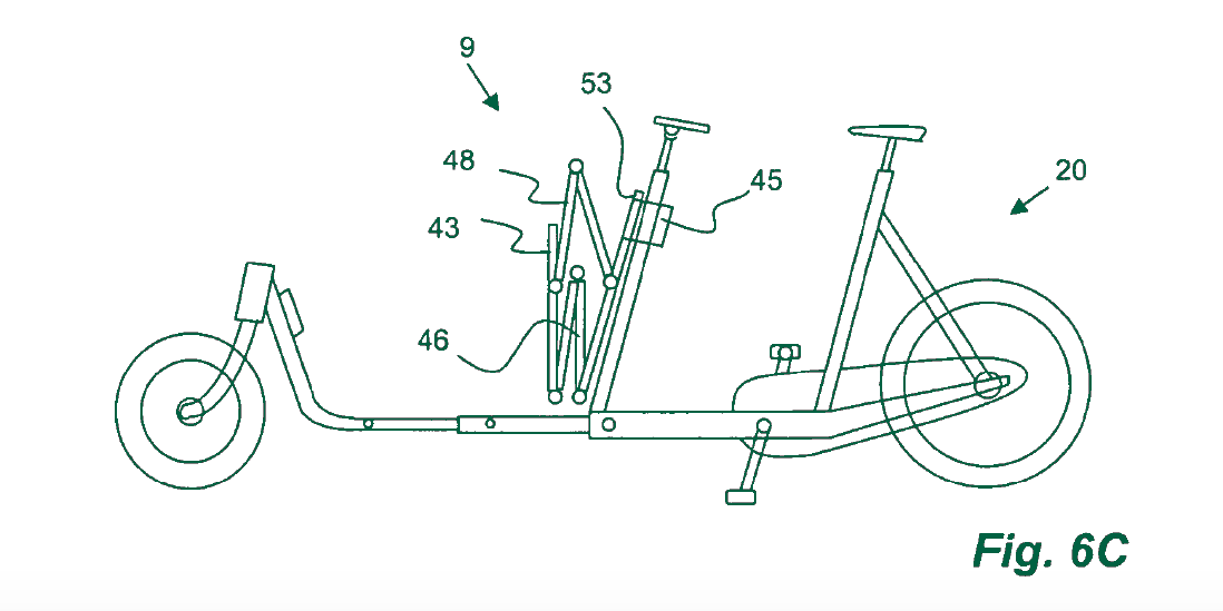 voorbeeld van een uitvinding van een uitvouwbare bakfiets in een patentaanvraag